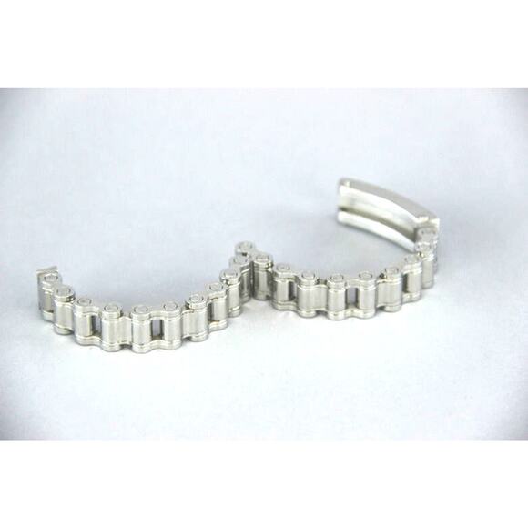 Stainless Steel Bicycle Chain MENS BRACELET Black Onyx Silver Inlay Greek Key - Picture 7 of 10